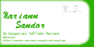 mariann sandor business card